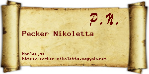 Pecker Nikoletta névjegykártya